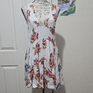 Free People Multicolor Floral Mini Dress, Sleeveless, Flowy, Size S